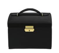 Ausla Caja de Almacenamiento de Joyas, Organizador de Joyas de PU con Compartimentos de 3 Capas, Cerradura y Llave, Forro Suave, Asa, Estuche de Almacenamiento para Aretes, Collares, Anillos y