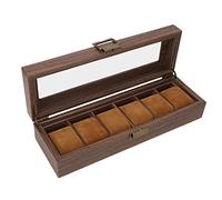 Ausla Caja de Reloj con 6 Ranuras, Caja de Almacenamiento de Relojes de Cuero PU con Cerradura y Tapa Acrílica, Organizador de Relojes de Franela para Hombres, Mujeres, Tocador en Casa, Uso en Viajes