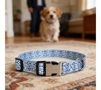 Ausla Collar para, Collar para Mascotas de Poliéster Impreso con Hebilla de Metal y Anillo en D de Acero Inoxidable, Ajustable con Patrón Suave para Perros Medianos y Grandes, Uso Diario Al Aire (M)