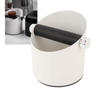 Ausla Contenedor de Posos de Coffee Knock Box de Acero Carbono 135 X 150 Mm / 5.3 X 5.9 in Mini Knock Box con Barra Removible para Uso de en casa. (WHITE)