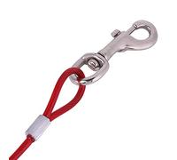 Ausla Correa para Perros de Alambre de Acero de 5 Mm, Correa Larga para Perros Resistente a Mordeduras, 5 M para Grandes, Ideal para Acampar y Usar en el Jardín (Rojo)