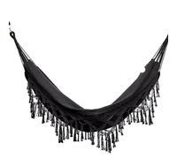 Ausla Doble Hamaca, Diseño Elegante y Moderno con Borlas y Cuerdas de Algodón Resistente, para Camping, Senderismo, Picnics, Terraza Patio Trasero (Black)