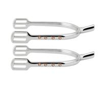 Ausla Espuelas Ecuestres Juveniles Cromadas, Espuelas de Equitación Estrechas de Aleación de Zinc con Paletas en Tono Latón, Detalles en Blanco, 13 X 8 X 2 Cm, para Jinetes Principiantes, (Plata