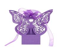 Ausla Flower Butterfly Candy Boxes, 20 PCS Elegant Carved Party Favor Candy Boxes for Wedding and Bridal Shower (PURPLE)