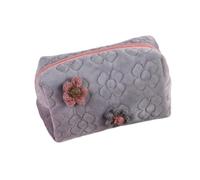 Ausla Funda de Lápices de Felpa con Flor, 6.7×3.5×3.5in (#2) | Tela De Felpa Corta Suave, Organizador De Papelería Multifuncional, Bolsa De Maquillaje Cosmético, Viaje De Oficina Escolar