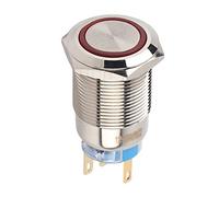 Ausla Interruptor de Botón de Bloqueo Automático de Acero Inoxidable Resistente Al Agua de 19 Mm, Metal Duradero con LED Verde, Ideal para Uso en Exteriores y Aplicaciones Profesionales (rojo)