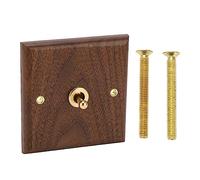 Ausla Interruptor de Palanca de Nogal Negro, Panel de Latón con Estilo de Madera Vintage Hecho a Mano, para Enchufe Eléctrico, Interruptor de Palanca Retro de 250V.