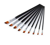 Ausla Juego de 9 Pinceles de Nailon, Pinceles Planos para Artistas, Cerdas Planas, Tamaños #0 a #16