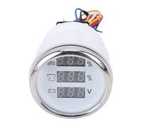 Ausla Juego de Medidor de Voltaje de Temperatura del Agua Digital 3 en 1 de 52 Mm, Juego de Medidor Triple Universal de 12 V 24 V con Pantalla Azul (esfera blanca bisel plateado)