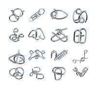 Ausla Juego de Rompecabezas de Anillos de Bloqueo, 16 Piezas de Juguetes de Desbloqueo Rompecabezas de Metal para la Familia, el Aula, Fiestas, Camping y Tiempo Libre Diario