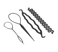 Ausla Juego para Hacer Moños para el Cabello, Esponja de Plástico, Herramientas de Peinado de Metal, 4 Piezas con Clips para Tirar, Peine para Bodas, Fiestas, Peinados Trenzados Diarios para Mujeres