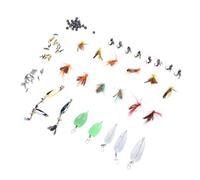 Ausla Kit de Pesca con Mosca, 88 Piezas, Kit de Señuelos de Pesca con Mosca de Plumas de Plástico con Cebos Duros y Blandos Realistas, Juego de Lentejuelas con Gancho para Pescadores de Agua Dulce,