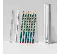 Ausla Lindo Estuche para Lápices, Caja de Lápices de ABS con 6, Regla, Borrador y Sacapuntas Desmontable, Caja de útiles Escolares Hexagonales para Niñas, Niños y Estudiantes (W-1)