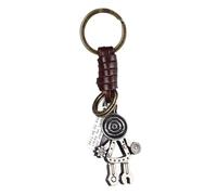 Ausla Llavero de Robot Vintage, Llavero Colgante Tejido de Cuero de PU con Dije de Robot de Aleación, Anillo de Hierro para Llaves, Mochila, Bolso, Accesorio de Estilo Vintage para Hombres, Mujeres