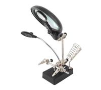 Ausla Lupa con Luz LED, 2.5X/7.5x/10x Aumentos, Soporte Ajustable, Herramienta de Soldadura con Tercera Mano