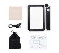 Ausla Lupa de Mano con Luces LED, Lupa de Lectura 4X con Lente Rectangular Grande y Plegable, 10 LED 3 Niveles de Brillo para Personas Mayores Bajas (Blanco y Negro)
