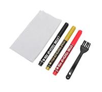 Ausla Marcador de Lápida de Secado Rápido, Rotulador de Piedra de Secado Rápido, Punta Fina Impermeable, 3 Piezas con Paño de Cepillo para Restaurar Inscripciones de Tumbas Descoloridas (Rojo Negro