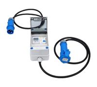 Ausla Medidor de Energía Móvil ABS PA66 Medidor de Electricidad Portátil 16A Enchufe CEE con Pantalla LCD Retroiluminada Protector de Fugas IP67 para Equipos Domésticos Al Aire Libre RV