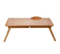 Ausla Mesa Plegable de bambú para Ordenador Portátil, Soporte Portátil para Cama, sofá, Barniz de Oficina, Disipa el Calor (62 * 34 sin cajón)