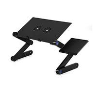 Ausla Mesa Plegable para Ordenador Portátil, Soporte 360° con Plataforma para Ratón y 2 Ventiladores, Aleación de Aluminio, Compatible con Portátiles de 17