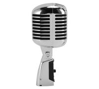 Ausla Micrófono Dinámico Vintage, Micrófono Vocal Cardioide de Aleación de Zinc Retro con Soporte Giratorio de Autoajuste, para Actuaciones en el Escenario, Estudios de Grabación y (Silver)