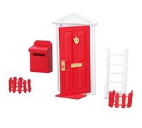 Ausla Mini Juego de Puertas de Madera, Detalles Vívidos de Color Saturado, 1:12 Dollhouse Puerta Miniatura para Hadas de Dientes con un Diseño Lindo y único (Rojo)