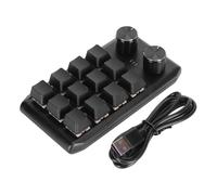 Ausla Mini Teclado Personalizado Programable de Macro, 12 Teclas Mecánicas, 2 Perillas con Interruptor Rojo para Juegos de PC, Accesos Directos de Oficina. (USB con Cable)