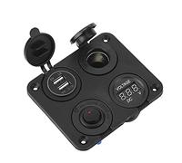 Ausla Panel de Interruptor de Alternancia LED de 12V 4 de Pandilla con Doble Monitor de Batería de Voltímetro USB 4.2A para Automóviles Camiones Boats Marine RV (rojo)