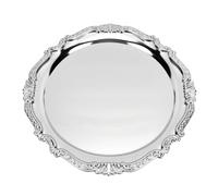 Ausla Plato de Postre de Acero Inoxidable 304, Bandeja Europea de 32.5 Cm con Acabado Pulido Liso para Fiesta, Pastel, Fruta, Snack