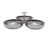 Ausla Plato para Servir de Acero Inoxidable, Bandeja de Postre Reutilizable 304 con Diseño de Plato para Refrigerios de 3 Secciones, Apto para Lavavajillas, a Prueba de óxido, Compacto para el Hogar,