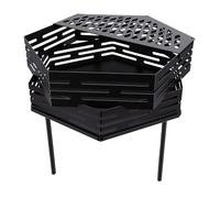 Ausla Pozo de Fuego Hexagonal de Acero Al Carbono para Acampar en el Patio | Estufa de Leña para Exteriores, Acero Al Carbono Engrosado, con Parrilla para Cocinar, Patas Elevadas para Mayor Seguridad,