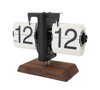 Ausla Reloj de Mesa Retro de Flip Automático, Reloj Mecánico Flip, Diseño Vintage con Acabado Brillante, Base Antideslizante, 12h para Decoración de Hogar, Oficina y Sala (Marco Negro de la página