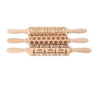 Ausla Rodillo de Amasar con Relieve Navideño, Rodillo de Masa Grabado en Madera Compuesta con Rodamientos, Fácil Agarre para Galletas, Pasta, Repostería, Paquete de 3 para Panaderos Domésticos y Uso
