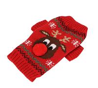 Ausla Suéter de Nieve para Perros Suéter Navideño de Fibra Acrílica para Perros Patrón de Alce de Reno Tejido Cálido Fácil de Usar para Pequeños a Medianos XS para Fiestas Navideñas de Invierno Uso