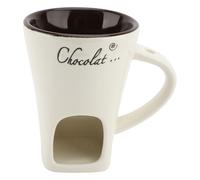 Ausla Taza de Cerámica para Derretir Chocolate, 4 Pulgadas de Diámetro | Calentador de fondue calentado con vela candelita, tenedor de inmersión de acero inoxidable, refrigerio Individual para