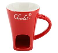 Ausla Taza de Cerámica para Derretir Chocolate, 4 Pulgadas de Diámetro | Calentador de fondue calentado con vela candelita, tenedor de inmersión de acero inoxidable, refrigerio Individual para