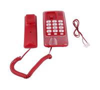 Ausla Teléfono de Pared con Cable, Teléfono Básico Fijo sin Identificador de Llamadas, Instalación en Escritorio o Pared, 18x9x6 Cm / 7.09x3.54x2.36 Pulgadas (Rojo)