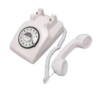 Ausla Teléfono Giratorio Retro, Material ABS, Timbre Mecánico, Teléfono Fijo Vintage con Marcación Fácil para Uso en Casa, Oficina, Hotel (White)