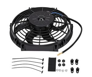 Ausla Ventilador Eléctrico de Refrigeración del Radiador de 10 Pulgadas, 80 W, Universal, Diseño Delgado de Empuje/tiro con Kit de Montaje para la Mayoría de los Motores de Vehículos