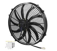 Ausla Ventilador Eléctrico Ventilador Delgado de 16 Pulgadas DC 12 V ABS Metal Reversible Push Pull 10 Cuchillas 120 W 2250 RPM para Radiador AC Intercooler Enfriador de Aceite en Automóviles,