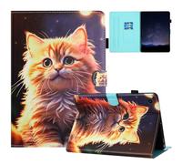 Auslbin Colorido PU Samsung Galaxy Tab A11+/A11 Plus 11 Pulgadas 2025 SM-X230 SM-X235 SM-X236B Hermoso de Patrón Funda Fundas de Tableta con Función de Soporte Adecuada (CH) Gato