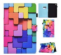 Auslbin Colorido PU Samsung Galaxy Tab A11+/A11 Plus 11 Pulgadas 2025 SM-X230 SM-X235 SM-X236B Hermoso de Patrón Funda Fundas de Tableta con Función de Soporte Adecuada (CH) Bloques
