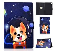 Auslbin Colorido PU Samsung Galaxy Tab A11+/A11 Plus 11 Pulgadas 2025 SM-X230 SM-X235 SM-X236B Hermoso de Patrón Funda Fundas de Tableta con Función de Soporte Adecuada (CH) Perro Espacial