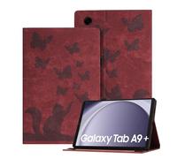 Auslbin en Relieve Funda para Samsung Galaxy Tab A9+ 2023 11", Funda Retro para Tableta de Cuero PU para Tab A9+ A9 Plus SM-X210 SM-X215, Rojo