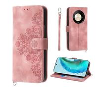 Auslbin Flower Funda Honor Magic 6 Lite / X9b / X50 5G 6.78" 2024, Ranura de 5 Tarjetas Funda Protectora de Cuero PU Estilo Vintage para Magic6 Lite / X9b / X50 5G Movil, Rosa