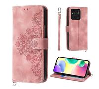 Auslbin Flower Funda Redmi 10A / 9C (2020/2021) 6.53", Funda Protectora de Cuero PU Estilo Vintage para BBB, Rosa