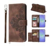Auslbin Flower Funda Xiaomi Poco C65/ Redmi 13C 4/5G /Poco M6 6.74", Ranura de 5 Tarjetas Funda Protectora de Cuero PU Estilo Vintage para C65/13C/M6 Movil, Marrón
