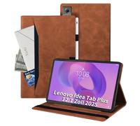 Auslbin Funda Compatible con Lenovo Idea Tab Plus 12.1 Pulgadas 2025 TB361ZU Fundas de Tableta de Cuero de PU de Estilo Clásico Anti-caída Carasa de Pestaña Protectora con Ranura para Tarjeta Marrón