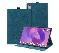 Auslbin Funda Compatible con Lenovo Idea Tab Pro 12.7" 2025 Cuero en Relieve de Mariposa Carasa de Tableta con Función de Soporte Protector de Flip Anti-caída Fundas, Azul