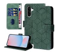Auslbin Funda con Tapa para Samsung Galaxy A56 5G 6.64, Funda Samsung A56 Protectora Estilo Geométrico con Hebilla Magnética Móvil de Cuero PU, Verde
